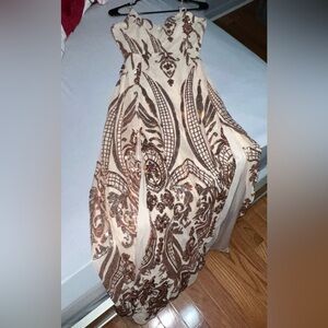 Slitted gold dress